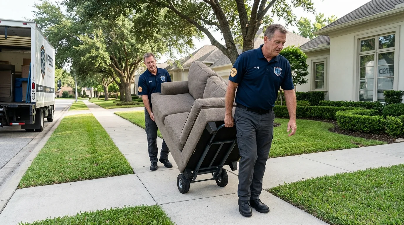 Local residential moving crew loading furniture in Harrisonburg, VA